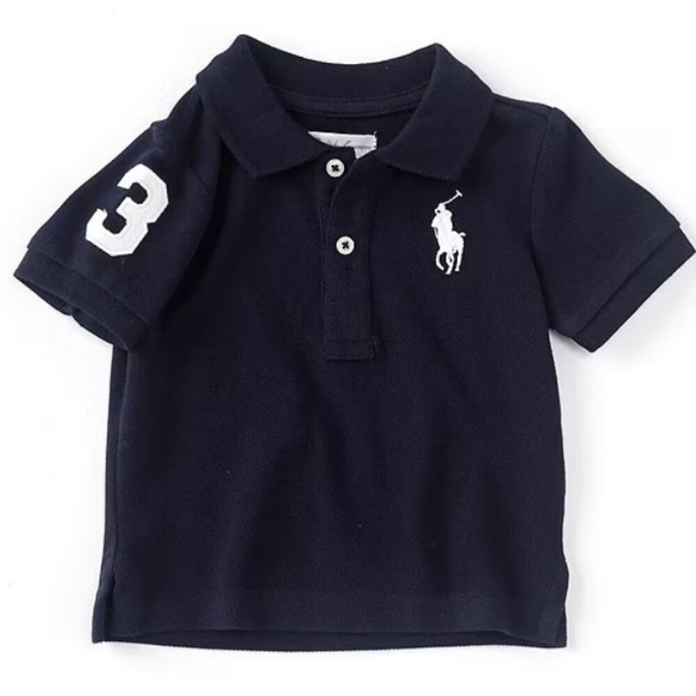 Polo Ralph Lauren Baby Boy Big Pony Polo Shirt Navy Blue Size 6M